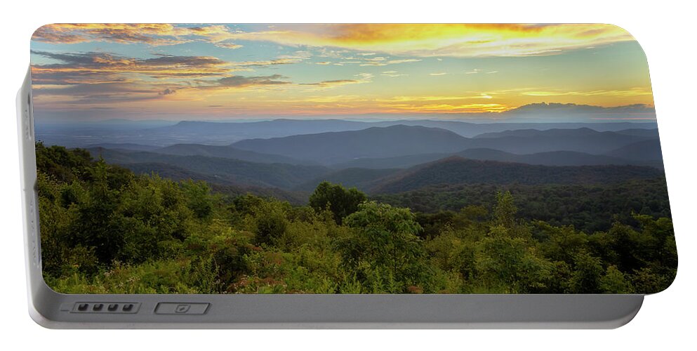 Sunset Portable Battery Charger featuring the photograph The Evolution of a Sunset - Shenandoah National Park by Susan Rissi Tregoning