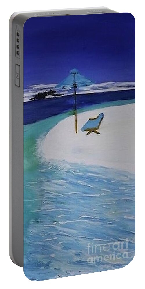 Acrylic Painting Portable Battery Charger featuring the painting The Eyeland by Denise Morgan