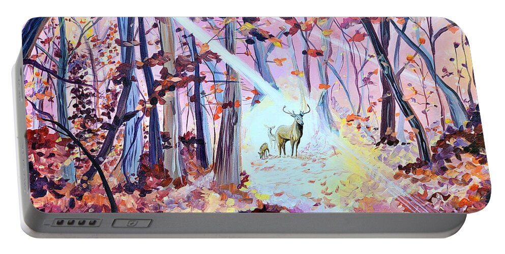 Fall Portable Battery Charger featuring the painting Magic of Autumn by Emanuel Alvarez Valencia