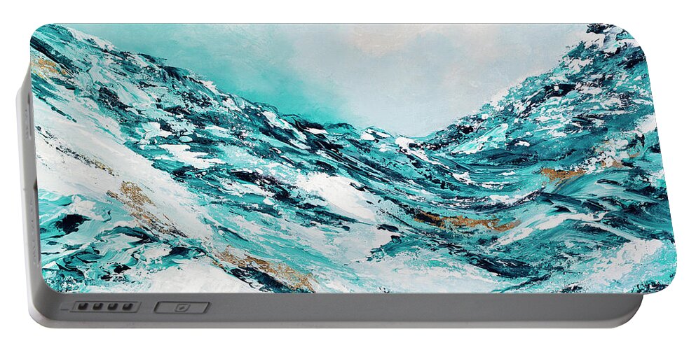 Ice Portable Battery Charger featuring the painting The Falls by Tamara Nelson