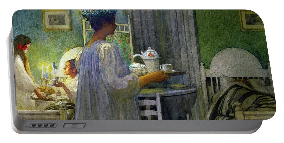 Carl Larsson Portable Battery Charger featuring the painting The Feast of Saint Lucy by Carl Larsson