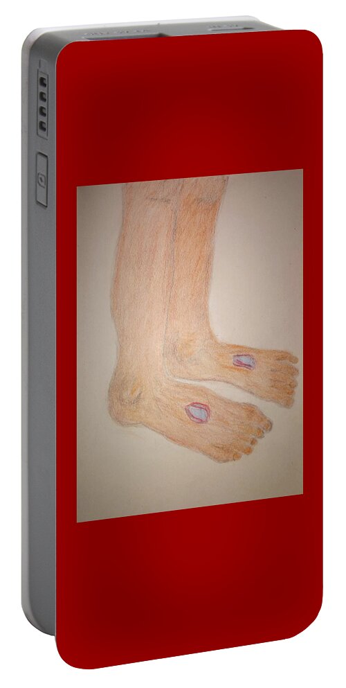 Inspiration Portable Battery Charger featuring the drawing The Feet Of Jesus by Suzanne Berthier