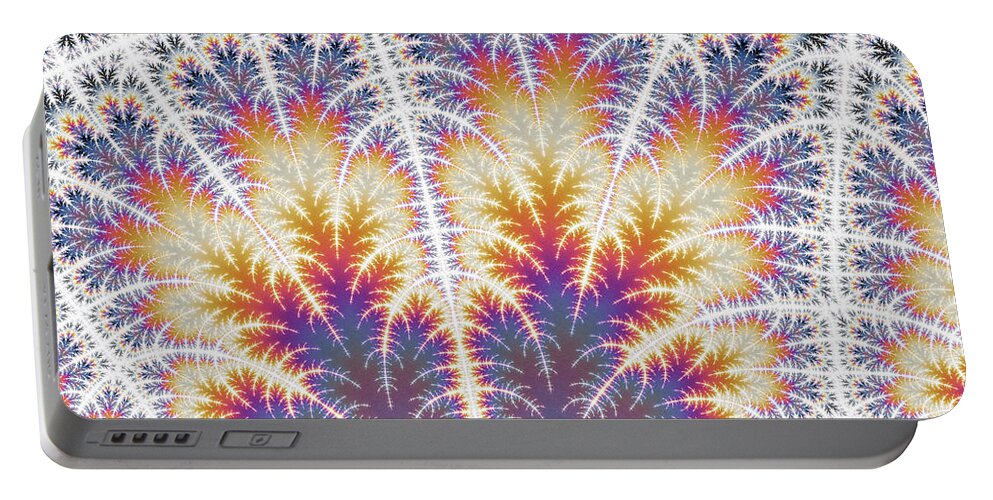 Fractal Portable Battery Charger featuring the digital art The Fernery by Elaine Teague