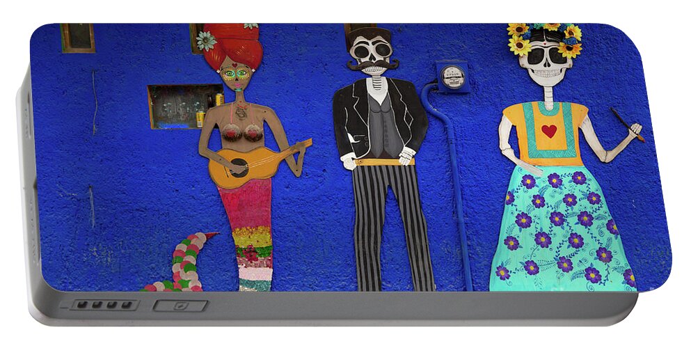 Skeleton Portable Battery Charger featuring the photograph The Festive Dead Souls of Sayulita by Becqi Sherman