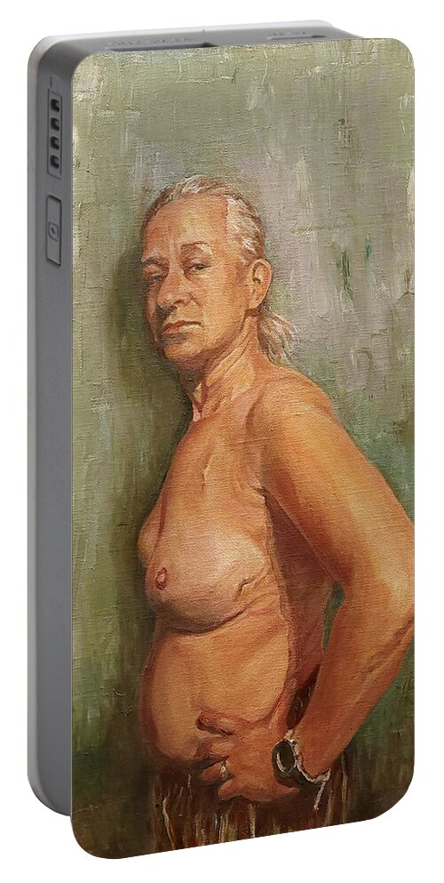 Figure Portable Battery Charger featuring the painting The Fighter by James Andrews