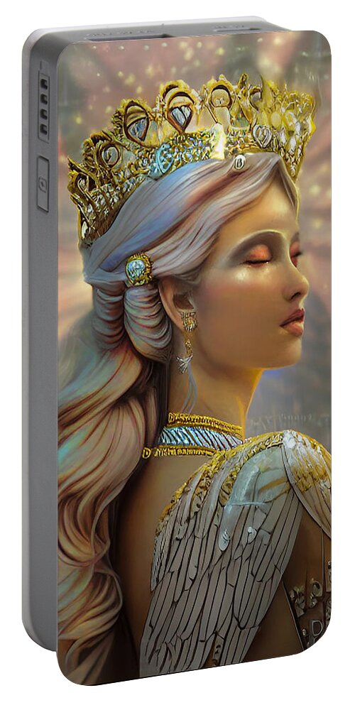 Healer Portable Battery Charger featuring the mixed media The First Empress by Shawn Dall