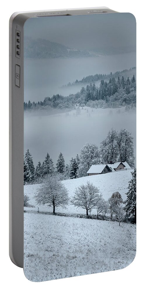 Landscape Portable Battery Charger featuring the photograph The first snow by Jaroslaw Blaminsky