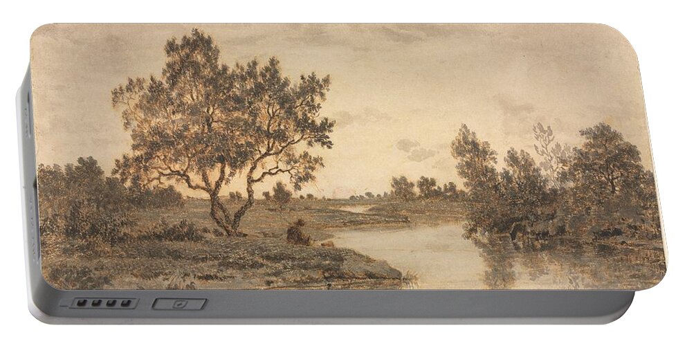 Architecture Portable Battery Charger featuring the painting The Fisherman c. 1840 45 Theodore Rousseau by MotionAge Designs