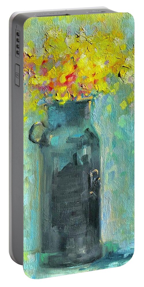 Still Life Portable Battery Charger featuring the painting The Flask by Roger Clarke