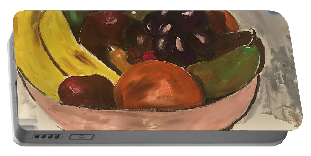  Portable Battery Charger featuring the painting The Fruit by Angie ONeal