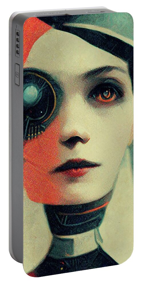 Cyborg Portable Battery Charger featuring the digital art The Future by Nickleen Mosher