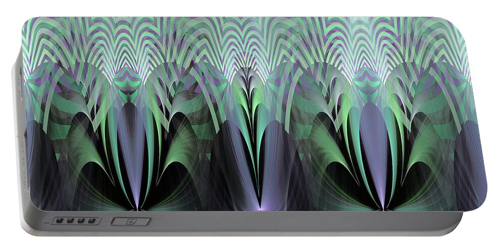 Fractal Portable Battery Charger featuring the digital art The Garden #6 by Mary Ann Benoit