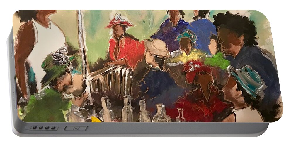  Portable Battery Charger featuring the painting The Gathering by Angie ONeal