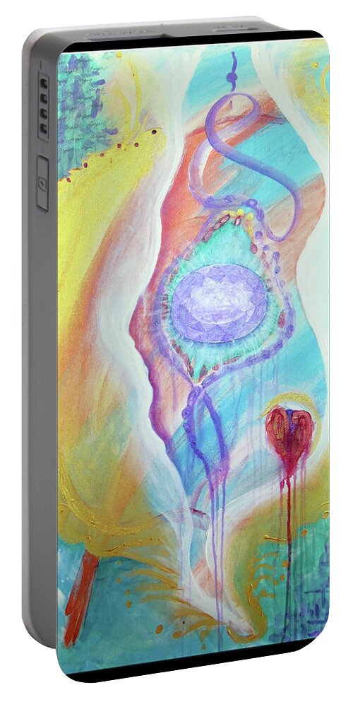 Gem Portable Battery Charger featuring the painting The Gem of Forgiveness by Feather Redfox