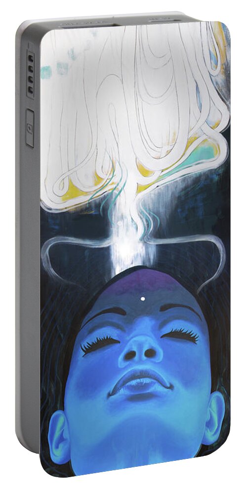 Ghost Portable Battery Charger featuring the painting The Ghost and The Meditator by Nikita Coulombe