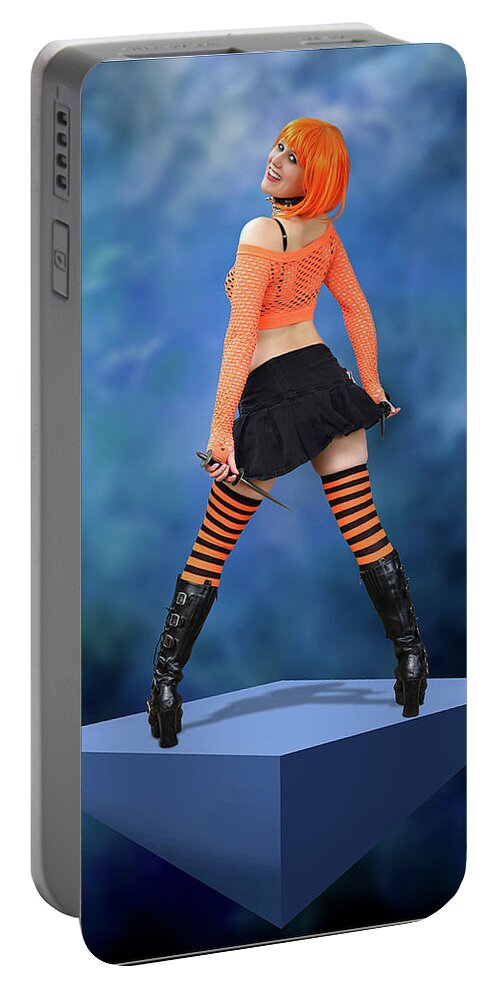 Girl Portable Battery Charger featuring the photograph The Girl With Orange Hair by Jon Volden