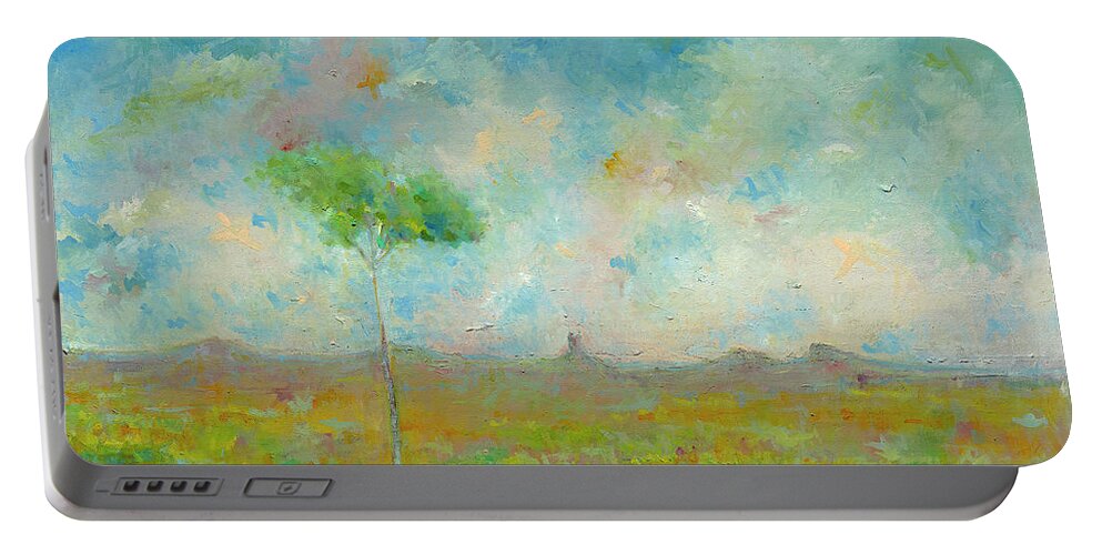 Tree Portable Battery Charger featuring the painting The Glass House Tree by Roger Clarke