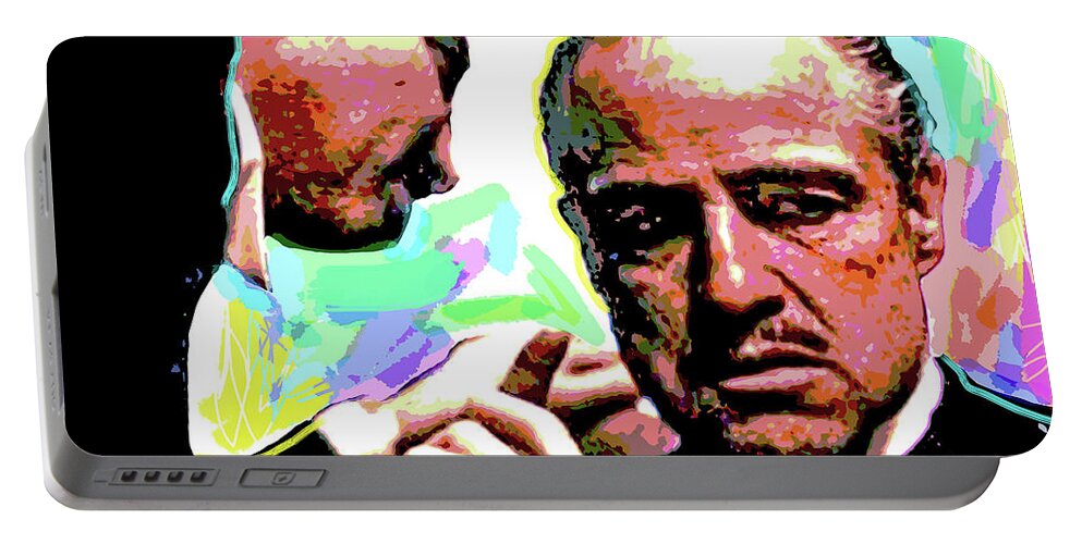 Movie Stars Portable Battery Charger featuring the painting The Godfather - Marlon Brando by David Lloyd Glover