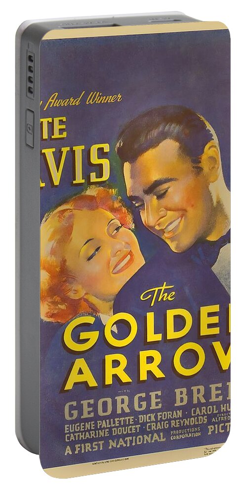 Golden Portable Battery Charger featuring the mixed media ''The Golden Arrow'', 1936, movie poster by Stars on Art
