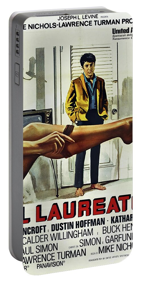 Graduate Portable Battery Charger featuring the mixed media ''The Graduate'', with Dustin Hoffman, 1967 by Stars on Art