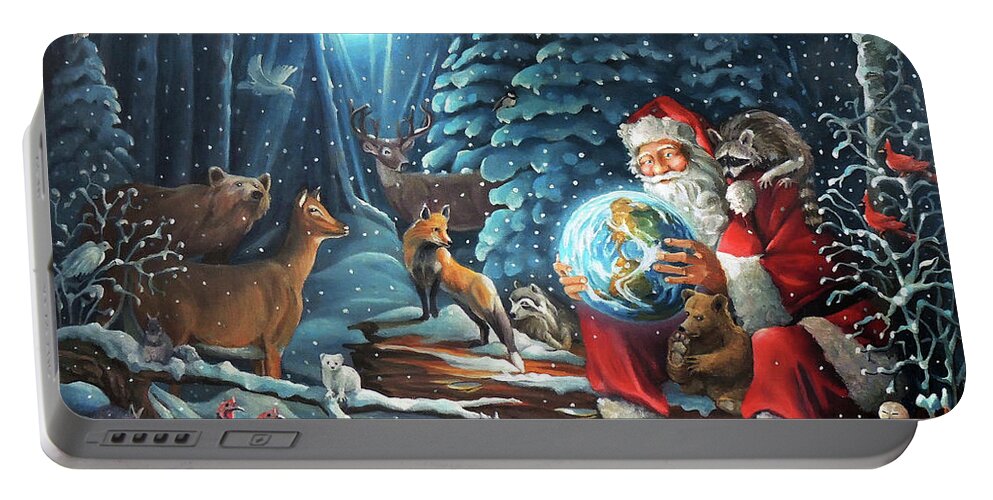 Santa Portable Battery Charger featuring the painting The Greatest Gift by Nancy Griswold