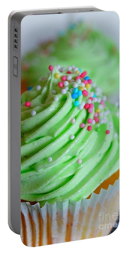 Cupcake Portable Battery Charger featuring the photograph The Green Cupcake by Claudia Zahnd-Prezioso