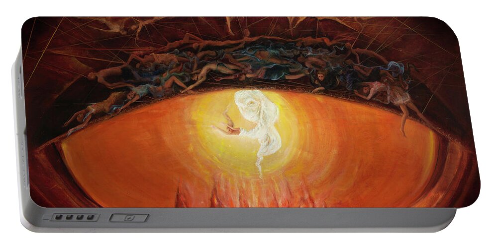 Sacred Art Portable Battery Charger featuring the painting The Grid by Jenny Richter