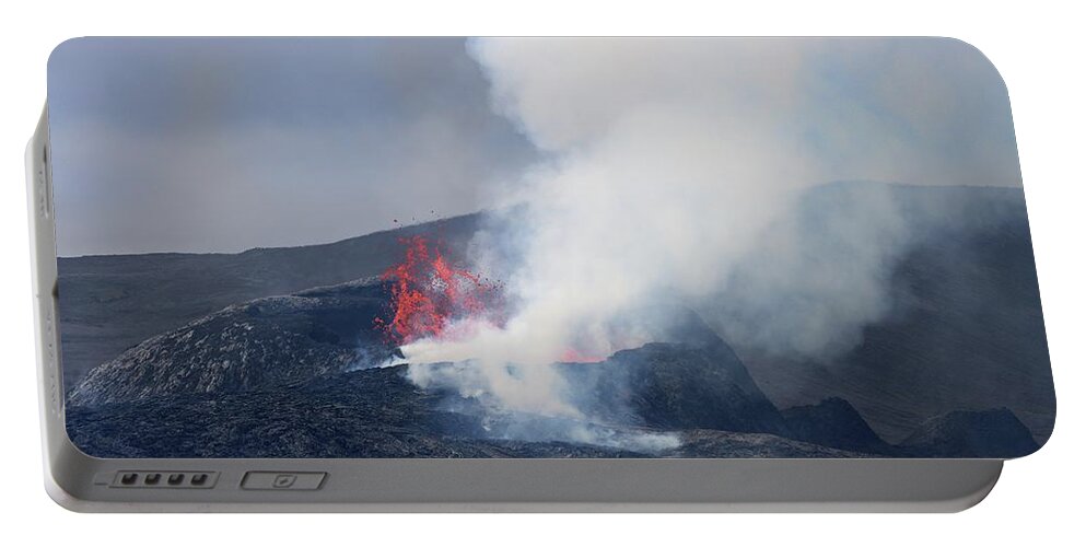 Volcano Portable Battery Charger featuring the photograph The growing shield by Christopher Mathews