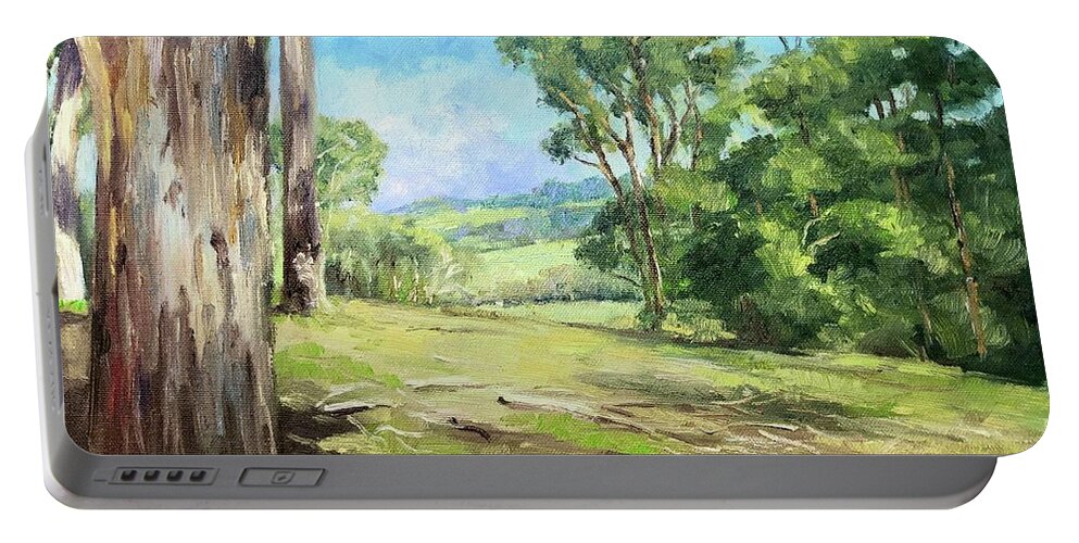 Gippsland Portable Battery Charger featuring the painting The Gurdies Gippsland West by Dai Wynn