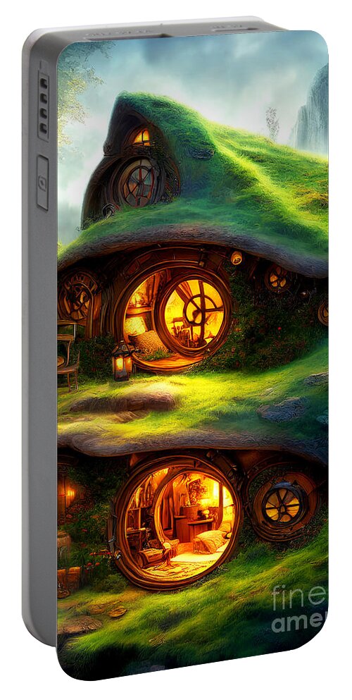 Wingsdomain Portable Battery Charger featuring the mixed media The Hobbits Shire 20221014b by Wingsdomain Art and Photography