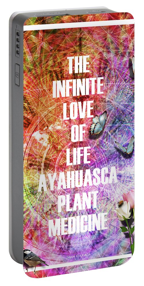 Inspiration Portable Battery Charger featuring the digital art The Infinite Love Of Life by J U A N - O A X A C A