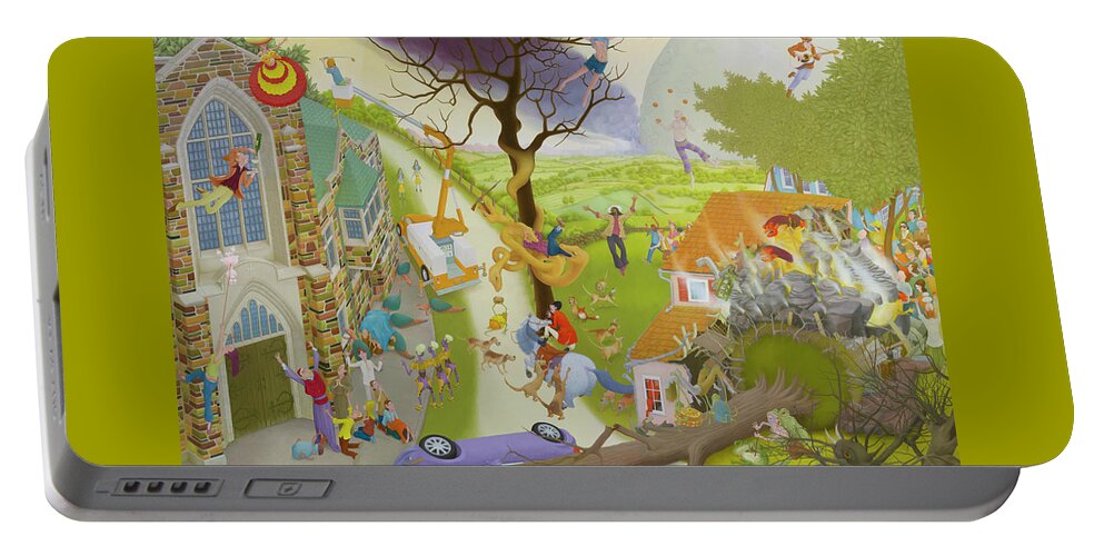 Rapture Portable Battery Charger featuring the painting The Irreverent Rapture by Hone Williams