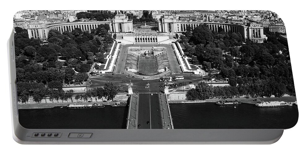 Cityscape Portable Battery Charger featuring the photograph The Jardins du Trocadero from the tower by Jim Feldman