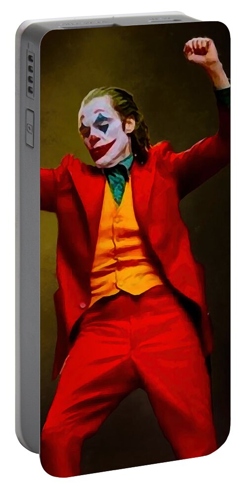 The Joker Portable Battery Charger featuring the mixed media The Joker by Kathy Kelly