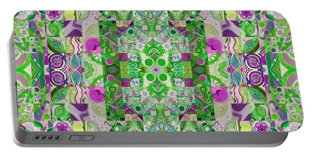 The Joy Of Design 64 Quadrupled 8 Sping Variation By Helena Tiainen Portable Battery Charger featuring the painting The Joy of Design 64 Quadrupled 8 Spring Variation by Helena Tiainen