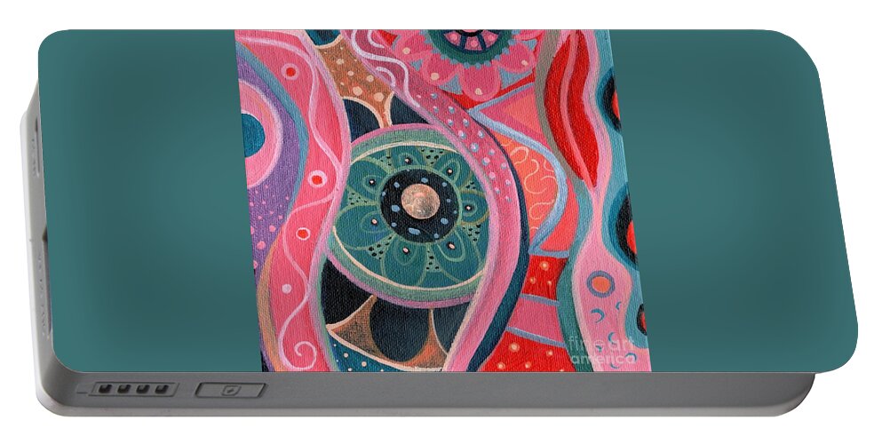 The Joy Of Design Liv By Helena Tiainen Portable Battery Charger featuring the painting The Joy of Design L I V Part 2 by Helena Tiainen