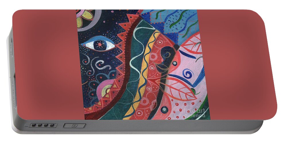 The Joy Of Design Lvi Part 2 By Helena Tiainen Portable Battery Charger featuring the painting The Joy of Design L V I Part 2 by Helena Tiainen