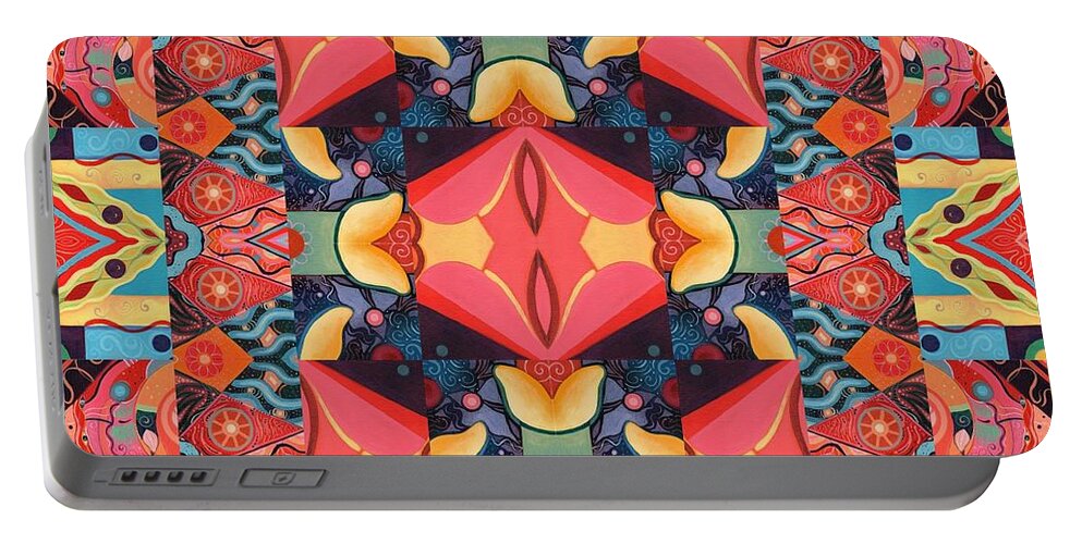 The Joy Of Design Mandala Series Puzzle 8 Arrangement 3 By Helena Tiainen Portable Battery Charger featuring the mixed media The Joy of Design Mandala Series Puzzle 8 Arrangement 3 by Helena Tiainen