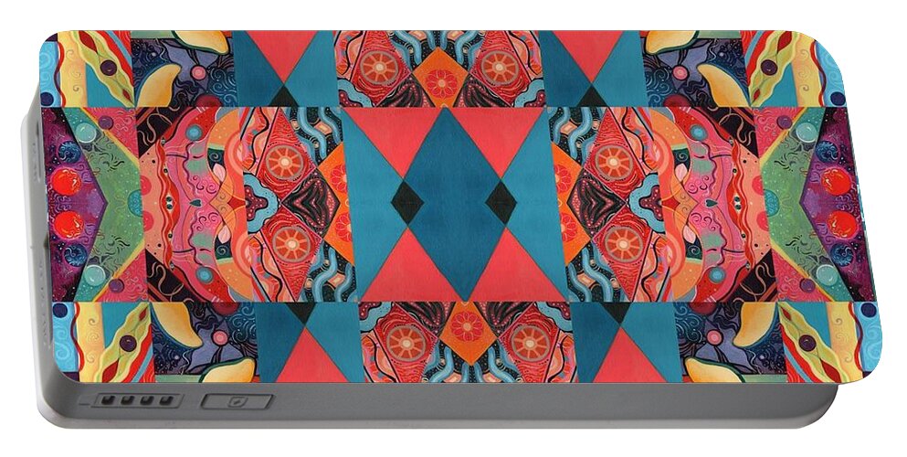 The Joy Of Design Mandala Series Puzzle 8 Arrangement 5 By Helena Tiainen Portable Battery Charger featuring the painting The Joy of Design Mandala Series Puzzle 8 Arrangement 5 by Helena Tiainen