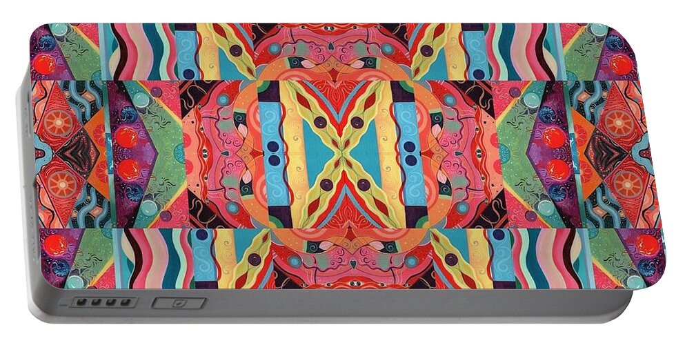 The Joy Of Design Mandala Series Puzzle 8 Arrangement 7 By Helena Tiainen Portable Battery Charger featuring the painting The Joy of Design Mandala Series Puzzle 8 Arrangement 7 by Helena Tiainen