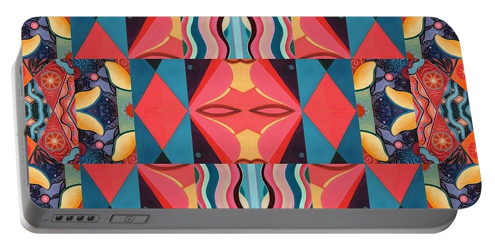 The Joy Of Design Mandala Series Puzzle 8 Arrangement 8 By Helena Tiainen Portable Battery Charger featuring the painting The Joy of Design Mandala Series Puzzle 8 Arrangement 9 by Helena Tiainen