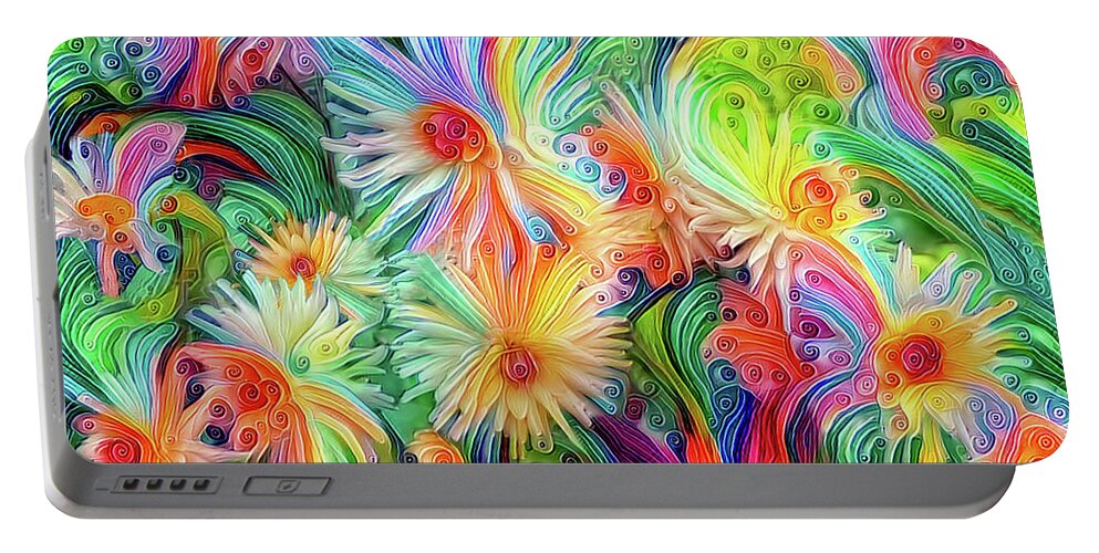 Dahlias Portable Battery Charger featuring the digital art The Joy of Gardening - Dahlia Flowers by Peggy Collins