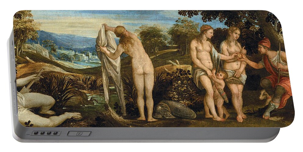 Paolo Fiammingo Portable Battery Charger featuring the painting The Judgement of Paris by Paolo Fiammingo