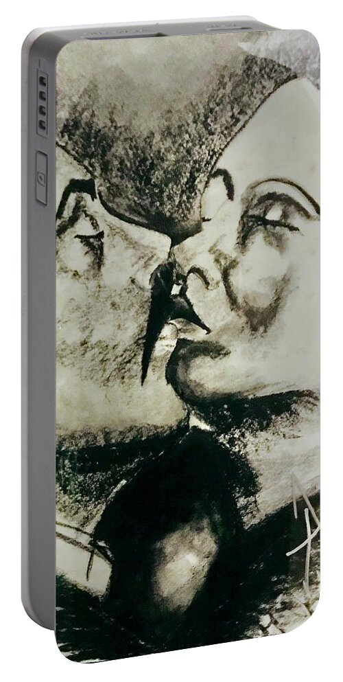  Portable Battery Charger featuring the drawing The Kiss by Angie ONeal