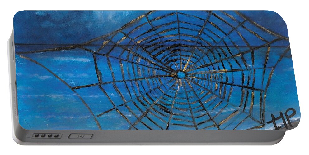Spider Portable Battery Charger featuring the painting The Knit of Nature by Esoteric Gardens KN
