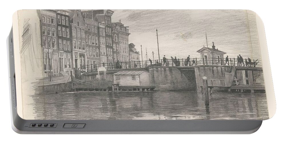 Tournament Portable Battery Charger featuring the painting The Kraansluis in Amsterdam, Willem Witsen, 1870 by MotionAge Designs