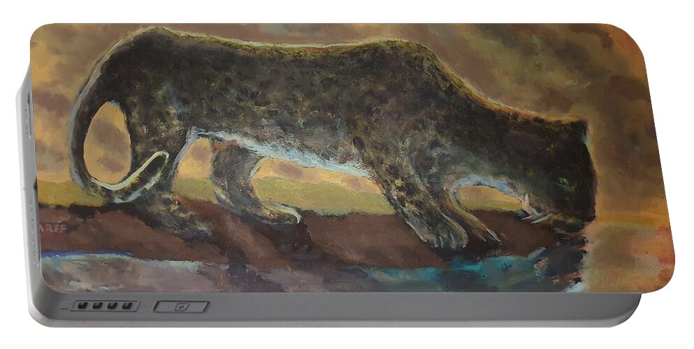 Leopard Portable Battery Charger featuring the painting The Leopard by Enrico Garff