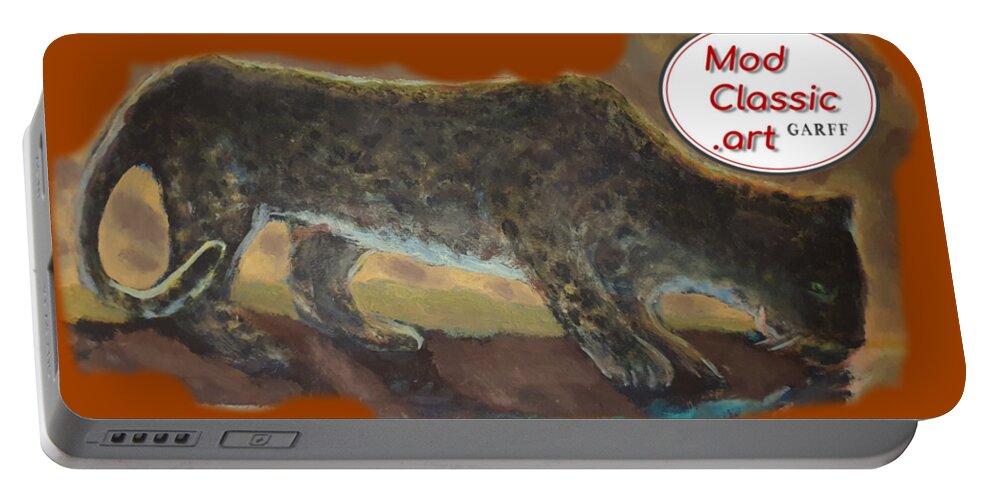 Leopard Portable Battery Charger featuring the painting The Leopard 'ModClassic Art by Enrico Garff
