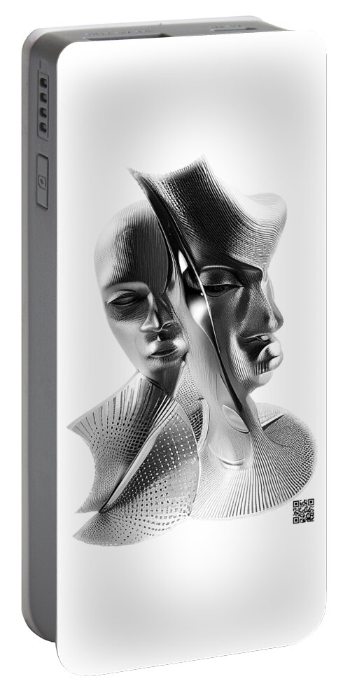 Portrait Portable Battery Charger featuring the digital art The Listener by Rafael Salazar