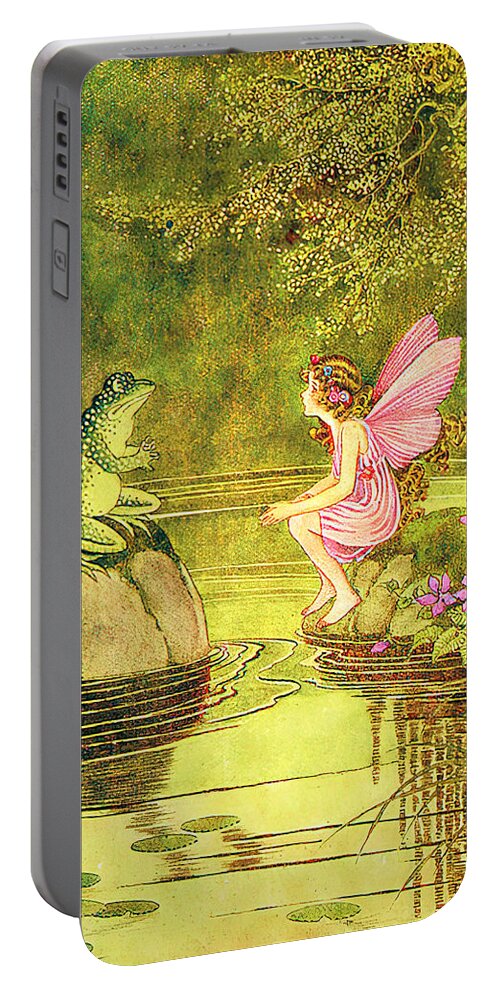 The Little Green Road To Fairyland Portable Battery Charger featuring the digital art The Little Green Road to Fairyland by Ida Rentoul Outhwaite